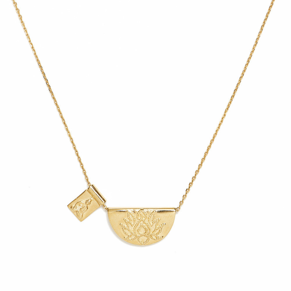 By charlotte Lotus and Little Buddha Necklace, Gold