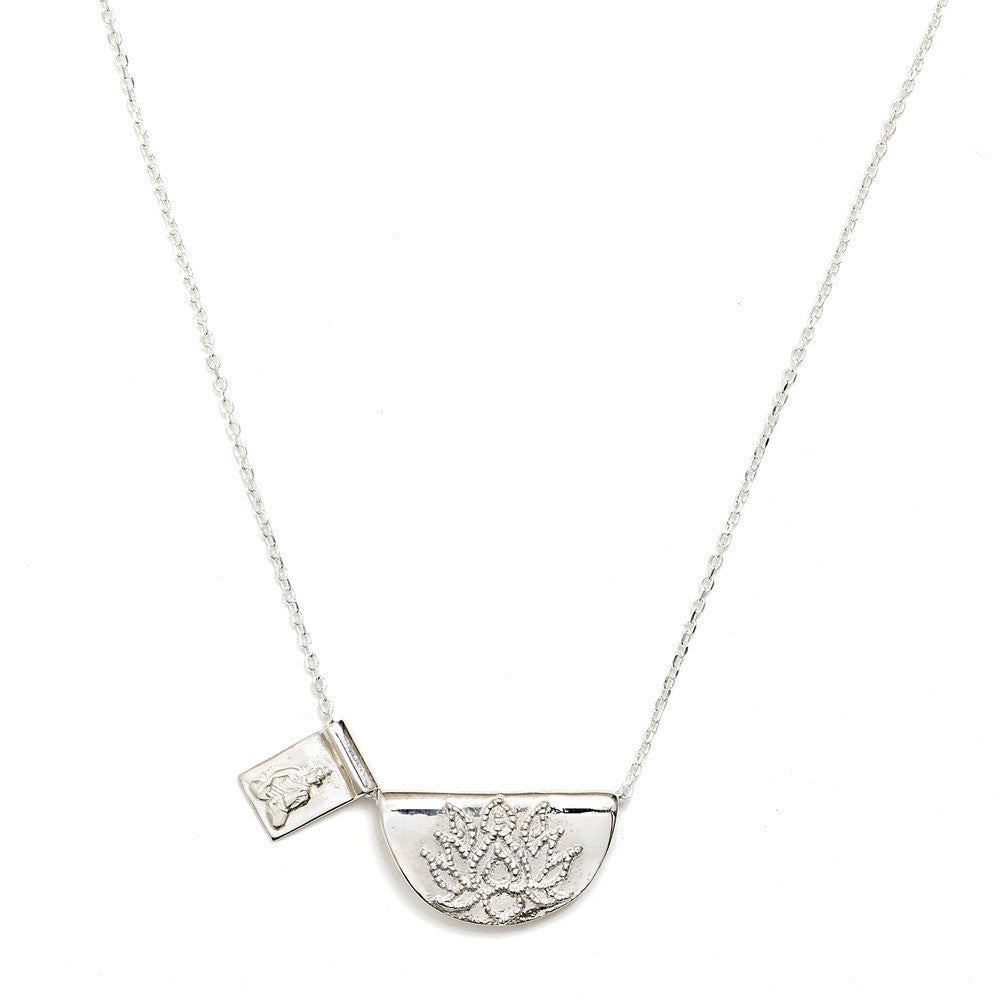 By Charlotte Lotus and Little Buddha Necklace, Silver