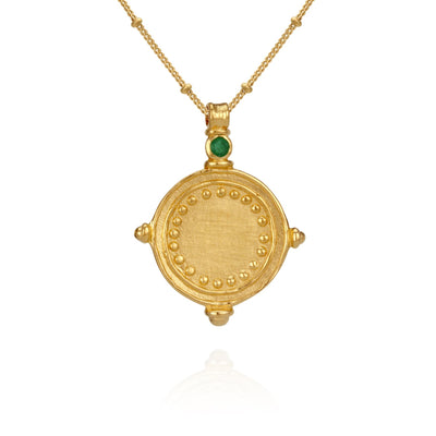 Temple of the Sun Sura Emerald Necklace, Gold