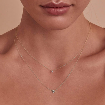 By Charlotte 14k White Gold Sweet Droplet Diamond Necklace