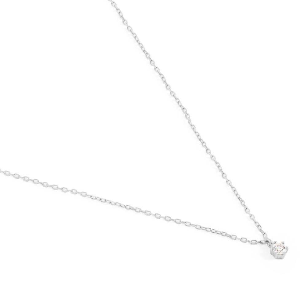 By Charlotte 14k White Gold Sweet Droplet Diamond Necklace
