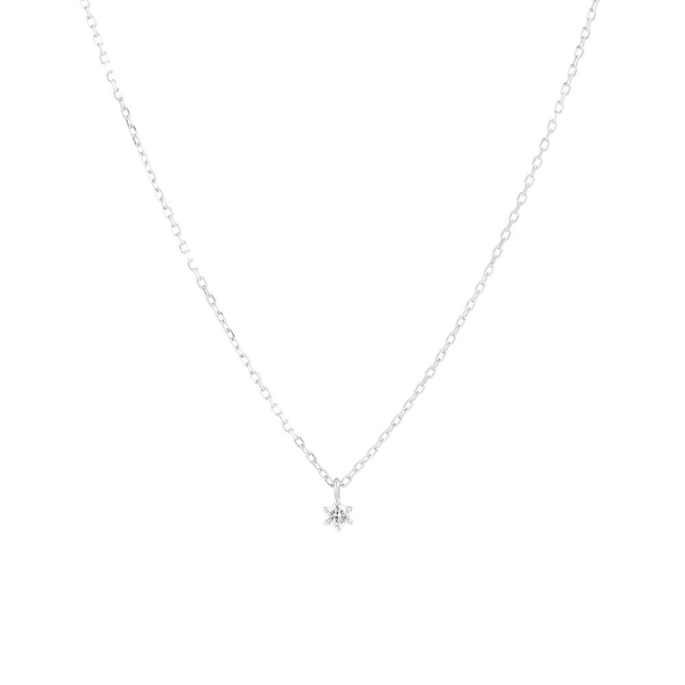 By Charlotte 14k White Gold Sweet Droplet Diamond Necklace