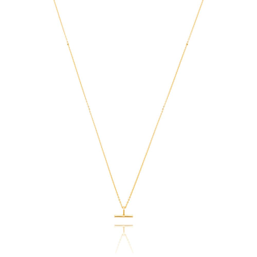 Linda Tahija Mini T-Bar Necklace, Gold