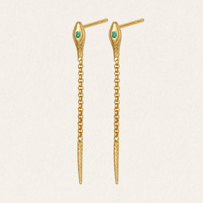 Temple of the Sun Althea Emerald Earrings, Gold