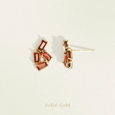 Temple of the Sun Solid Gold Monti Garnet Earrings