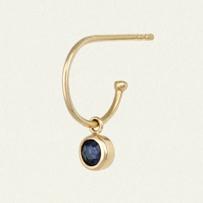 Temple of the Sun Solid Gold Sollus Sapphire Hoop Earrings