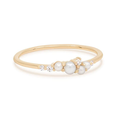 By Charlotte 14k Gold Pearl and Diamond Tranquillity Ring
